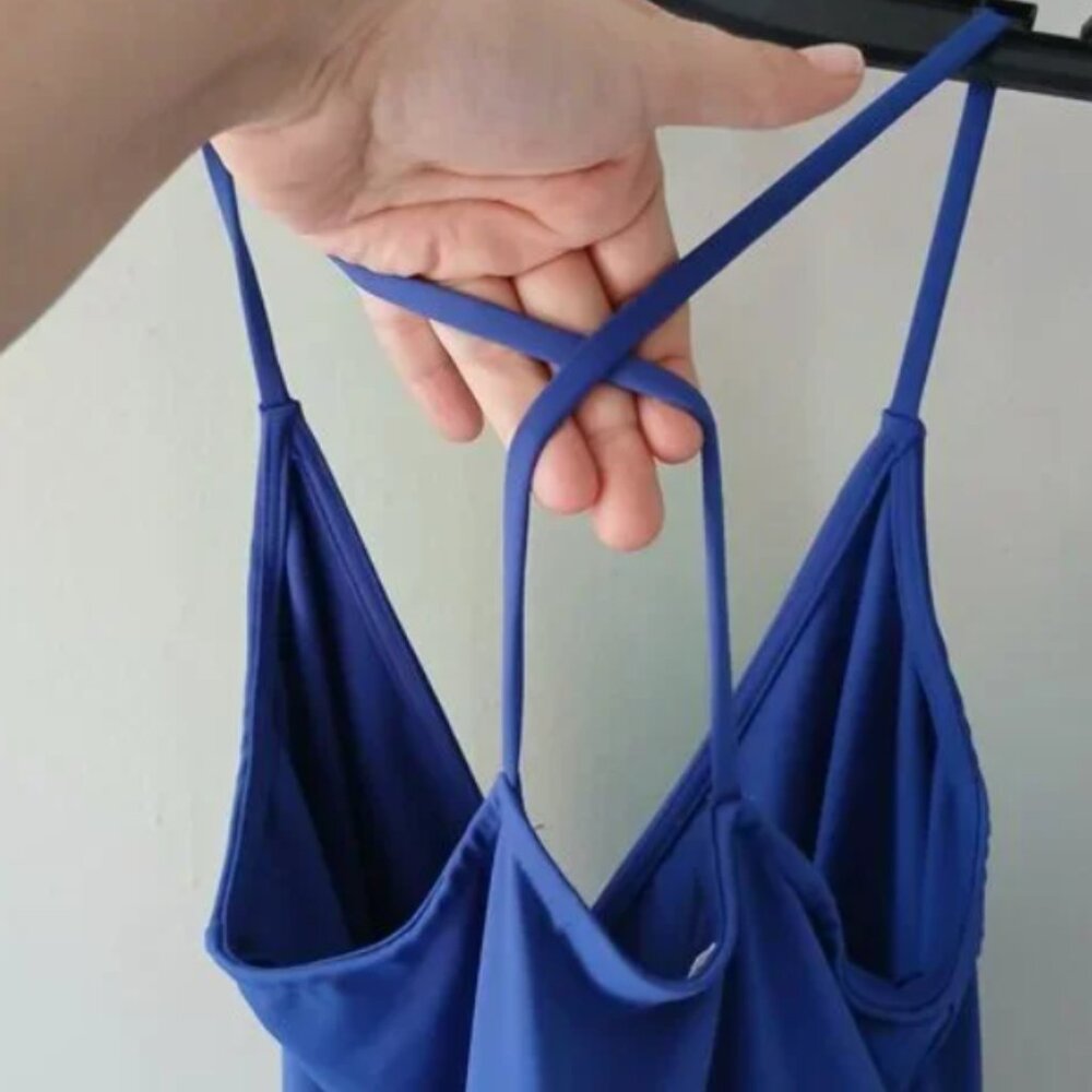 Women's Dress Blue Cross Strapped Royal Blue Mini Spandex Nylon